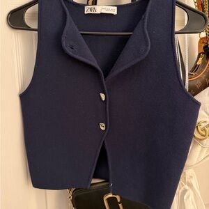 Zara Dark Blue Sleeveless Vest